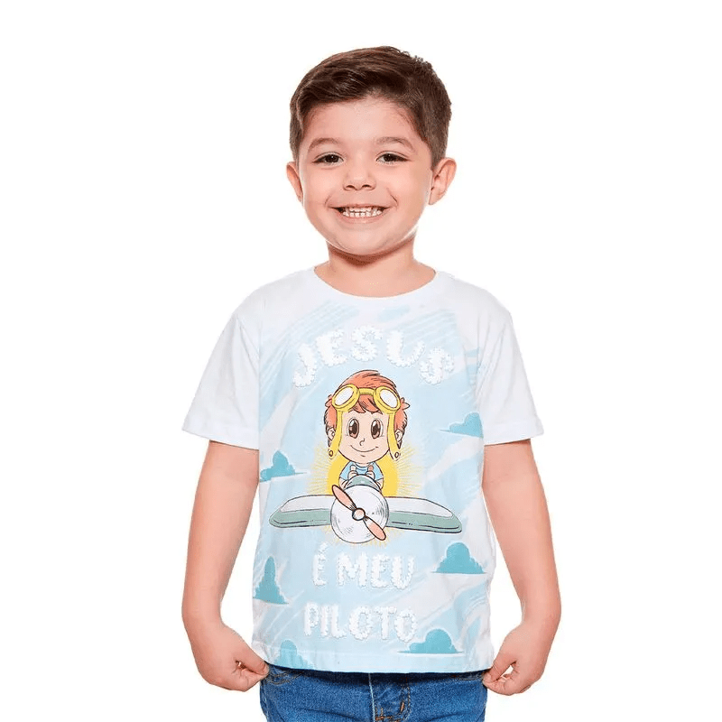 Camiseta infantil Jesus é meu piloto (2)