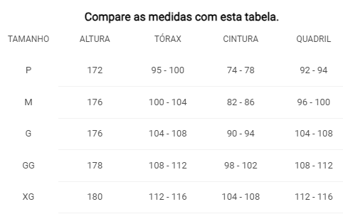 Tabela de Medidas Ágape - Camisetas Adulto