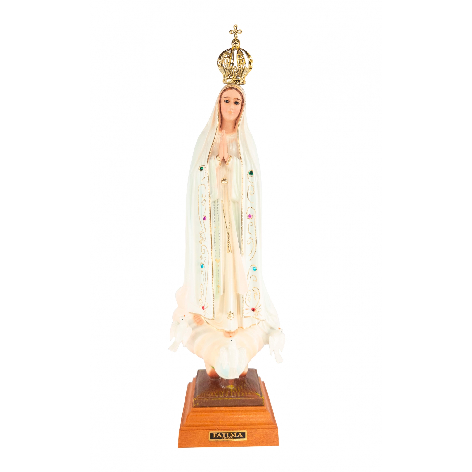 IMAGEM NOSSA SENHORA DE FÁTIMA 43CM COM OLHOS DE VIDRO FABRICAÇÃO PORTUGUESA